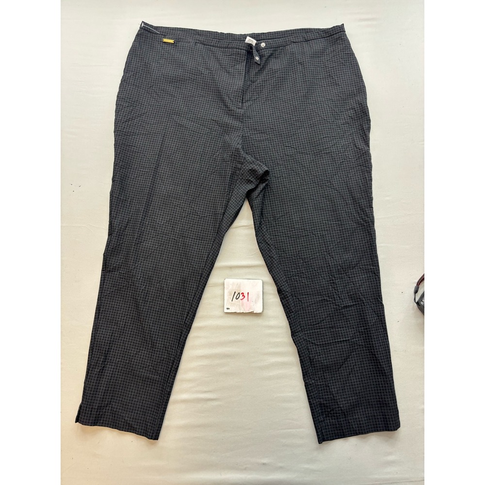 NY Collection Woman Black Grey Grid Dress Pants Plus Size 22W Z8NZ0110